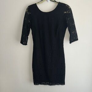 A. Byer Black Sheath Dress with 3/4 Sleeves for Cocktail